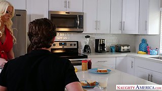 Posh milf with fake boobs Alura Jenson is tacking care of a sick young dude