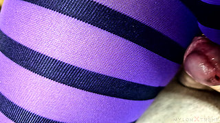 POV Julia Kate Purple and Black Nylon Fuck